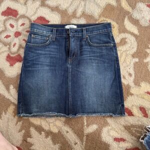 Anthropologie Principle Denim Innovators Womens Indigo Raw Hem Mini Skirt 28 USA